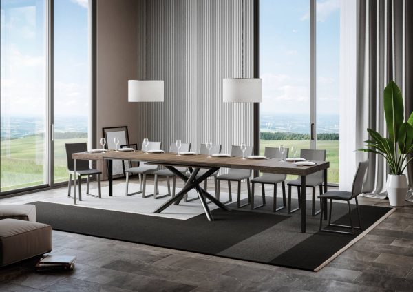 Tavolo Famas Allungabile piano Noce 90x130 Allungato 390 telaio Antracite - immagine 4