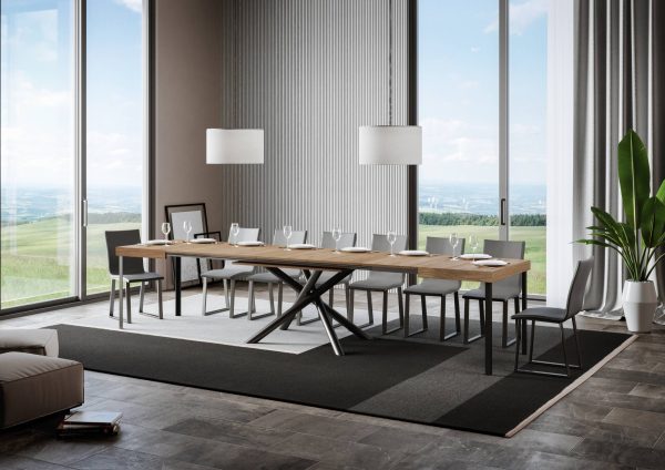 Tavolo Famas Allungabile piano Quercia Natura 90x130 Allungato 390 telaio Antracite - immagine 4