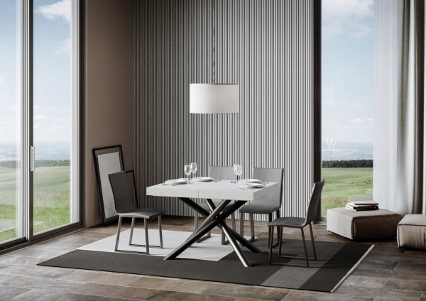 Tavolo allungabile 90x130/234 cm Famas Premium Bianco Frassino telaio Antracite - immagine 2