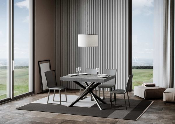Tavolo allungabile 90x140/244 cm Famas Cemento telaio Antracite - immagine 2