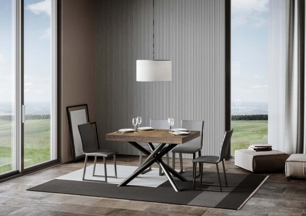 Tavolo Famas Allungabile piano Noce 90x130 Allungato 390 telaio Antracite - immagine 2