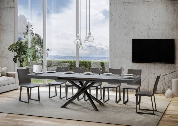 Tavolo Famas Allungabile piano Cemento 90x160 Allungato 420 telaio Antracite - immagine 3