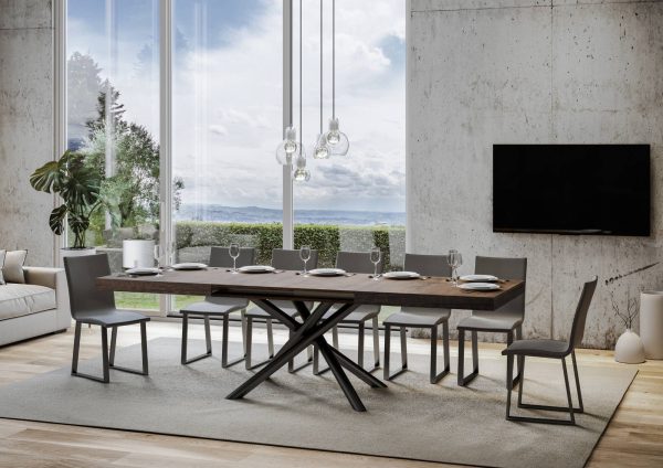 Tavolo Famas Allungabile piano Noce 90x160 Allungato 420 telaio Antracite - immagine 3