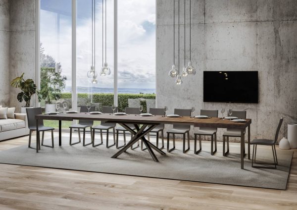 Tavolo Famas Allungabile piano Noce 90x160 Allungato 420 telaio Antracite - immagine 4