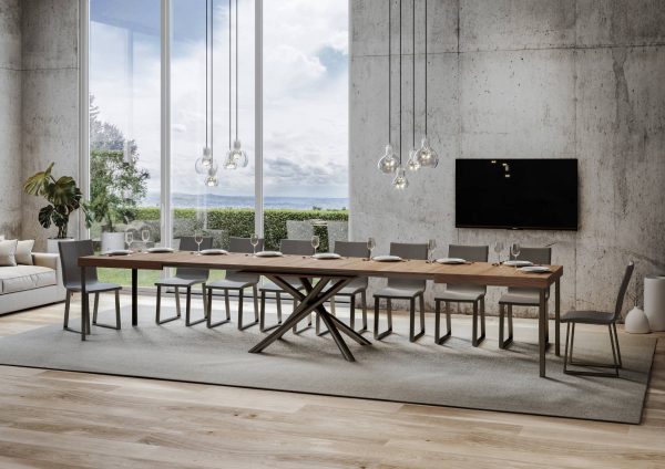 Tavolo Famas Allungabile piano Quercia Natura 90x180 Allungato 440 telaio Antracite - immagine 4