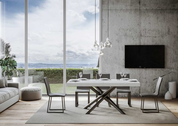 Tavolo allungabile 90x160/264 cm Famas Premium Bianco Frassino telaio Antracite - immagine 2