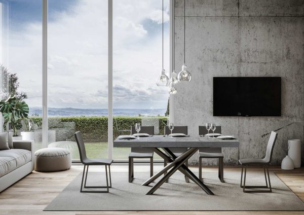 Tavolo Famas Allungabile piano Cemento 90x160 Allungato 420 telaio Antracite - immagine 2