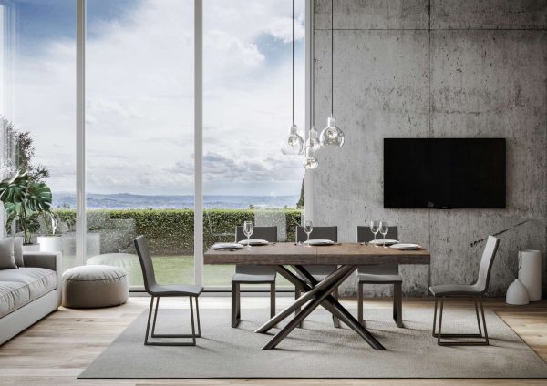 Tavolo Famas Allungabile piano Noce 90x160 Allungato 420 telaio Antracite - immagine 2