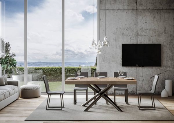 Tavolo Famas Allungabile piano Quercia Natura 90x180 Allungato 440 telaio Antracite - immagine 2