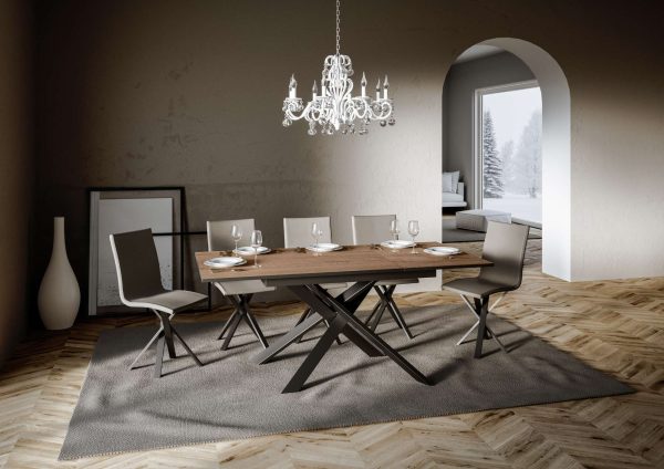 Tavolo Ganty piano Quercia Natura bordo Antracite 90x120 + 60 telaio Antracite - immagine 3
