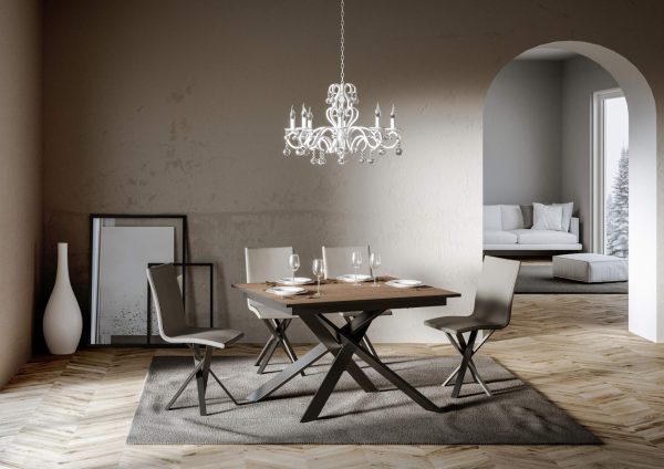 Tavolo Ganty piano Quercia Natura bordo Antracite 90x120 + 60 telaio Antracite - immagine 2