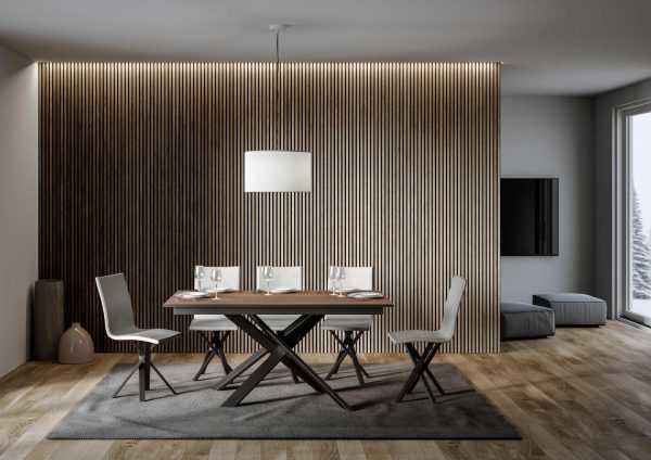 Tavolo Ganty piano Quercia Natura bordo Antracite 90x160 + 60 telaio Antracite - immagine 2