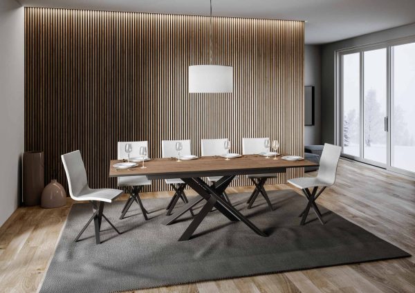 Tavolo Ganty piano Quercia Natura bordo Antracite 90x160 + 60 telaio Antracite - immagine 3