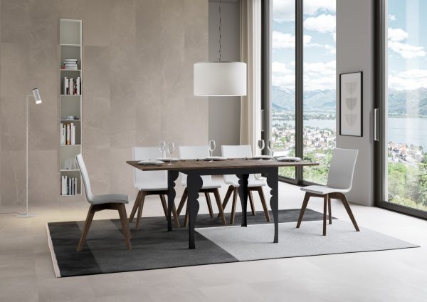 Tavolo Paxon Libra Noce 90x90 Allungato 90x180 telaio e gambe Antracite - immagine 3