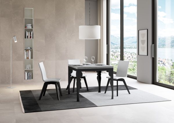 Tavolo Paxon Libra Cemento 90x90 Allungato 90x180 telaio e gambe Antracite - immagine 2