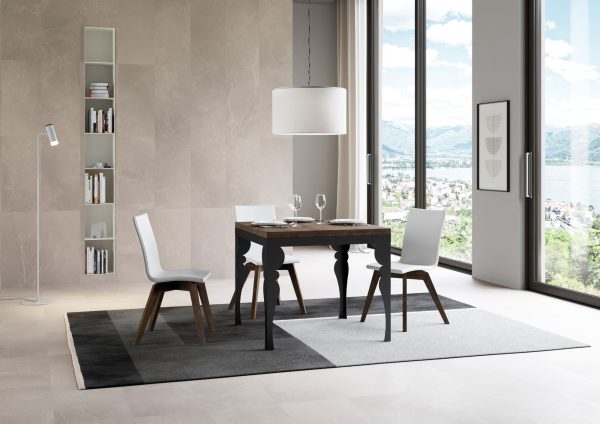 Tavolo Paxon Libra Noce 90x90 Allungato 90x180 telaio e gambe Antracite - immagine 2