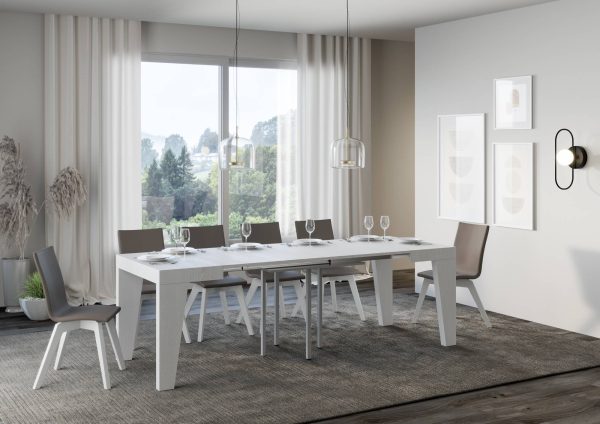 Tavolo Naxy Allungabile Bianco Frassino 90x90 Allungato 246 - immagine 3