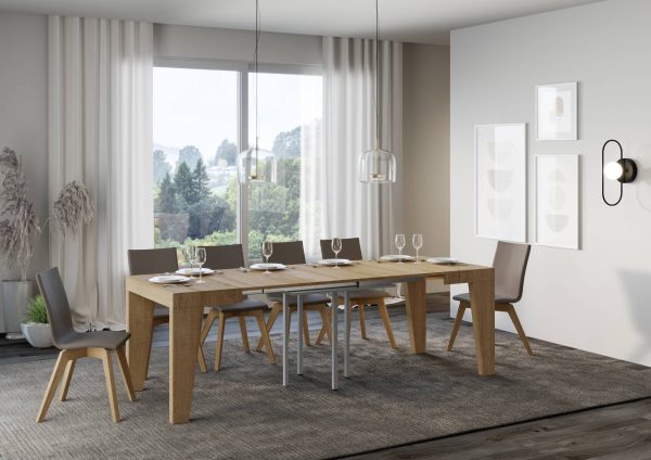 Tavolo Naxy Allungabile Quercia Natura 90x90 Allungato 246 - immagine 3
