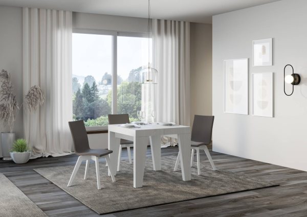 Tavolo Naxy Allungabile Bianco Frassino 90x90 Allungato 246 - immagine 2