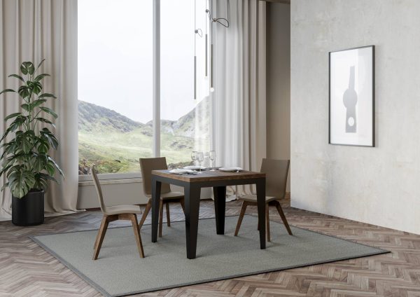 Tavolo Flame Libra Noce 90x90 Allungato 90x180 telaio e gambe Antracite - immagine 2
