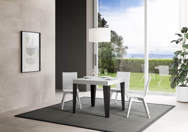 Tavolo Flame Allungabile piano Bianco Frassino 90x90 Allungato 246 telaio Antracite - immagine 2
