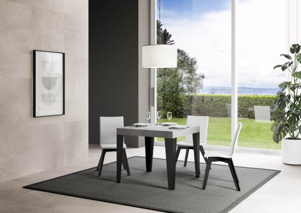 Tavolo Flame Allungabile piano Cemento 90x90 Allungato 246 telaio Antracite - immagine 2