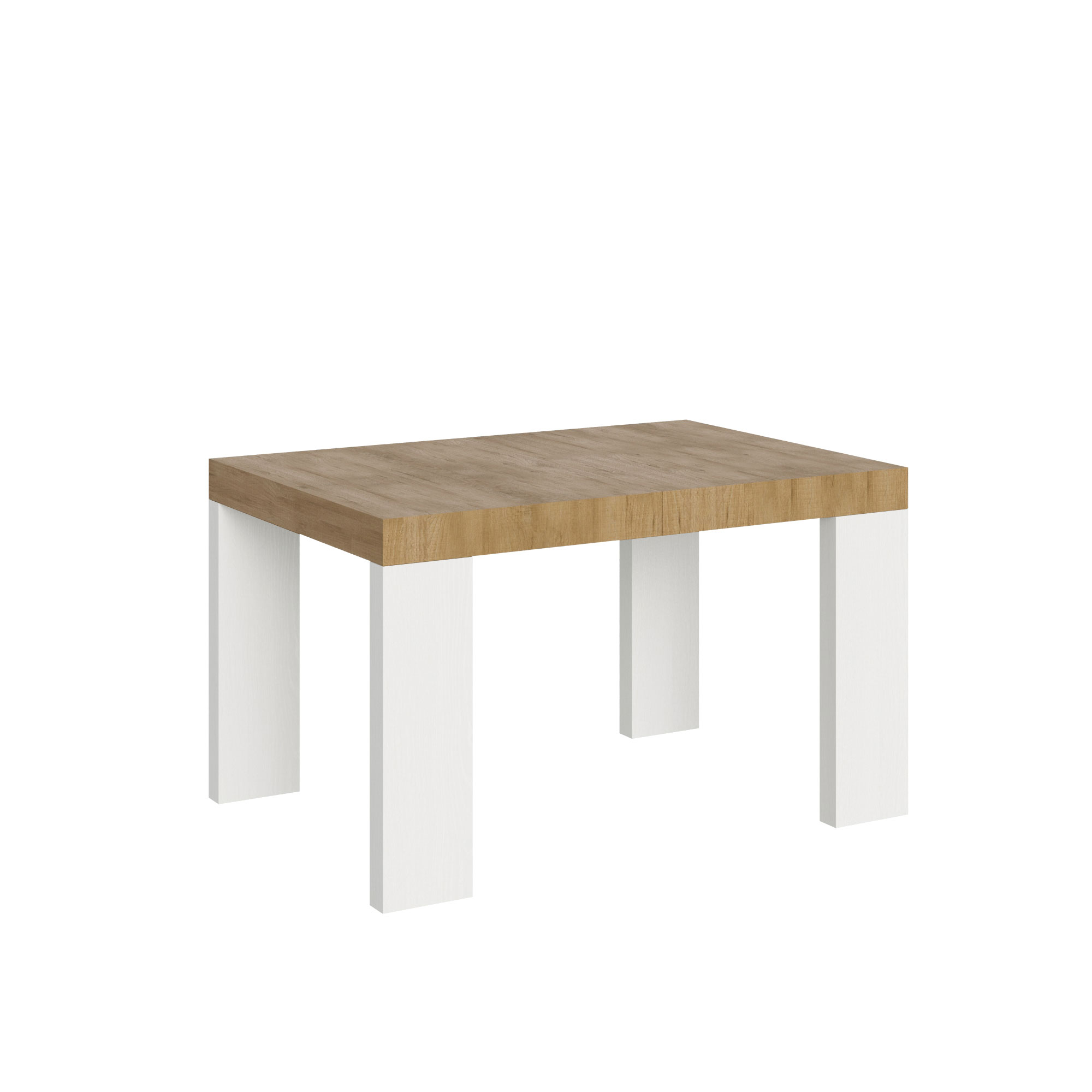 Itamoby Tavolo Roxell Allungabile Piano Quercia Natura Gambe Bianco Frassino 90×130 Allungato 234