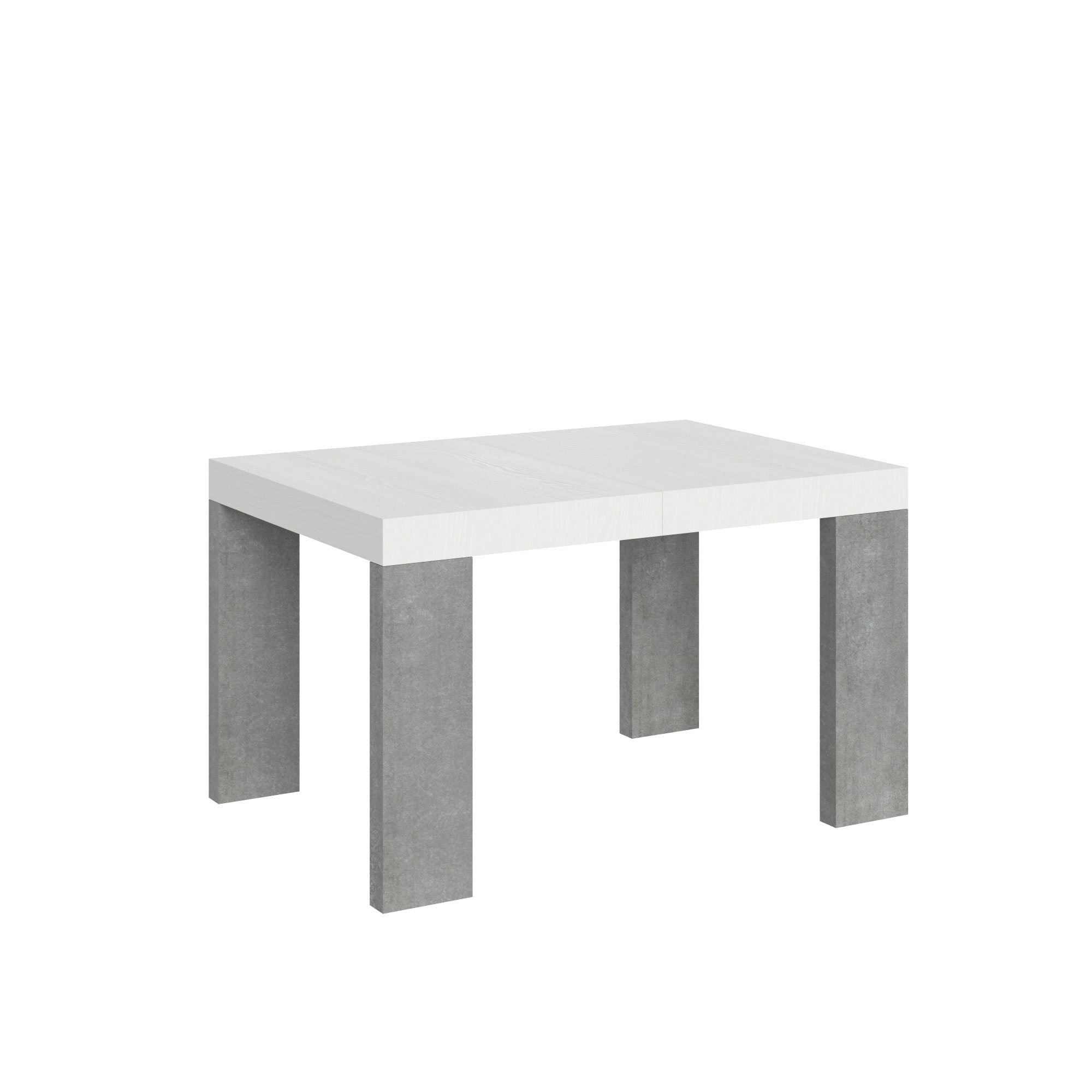 Itamoby Tavolo Roxell Allungabile Piano Bianco Frassino Gambe Cemento 90×130 Allungato 234