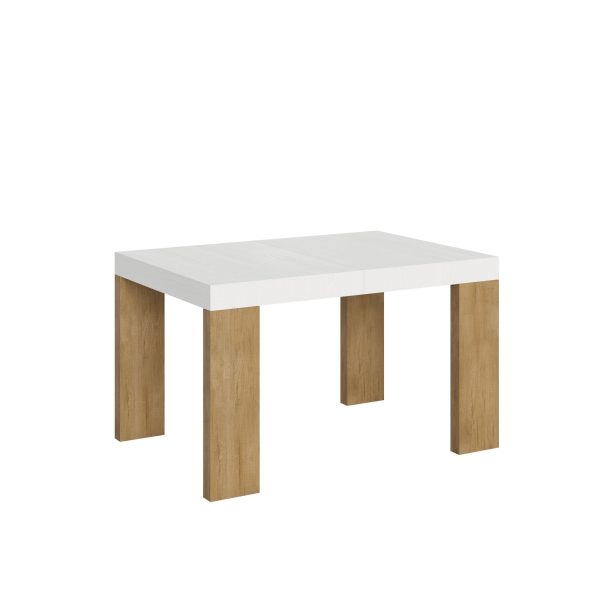 Tavolo Roxell Allungabile Piano Bianco Frassino Gambe Quercia Natura 90x130 Allungato 234