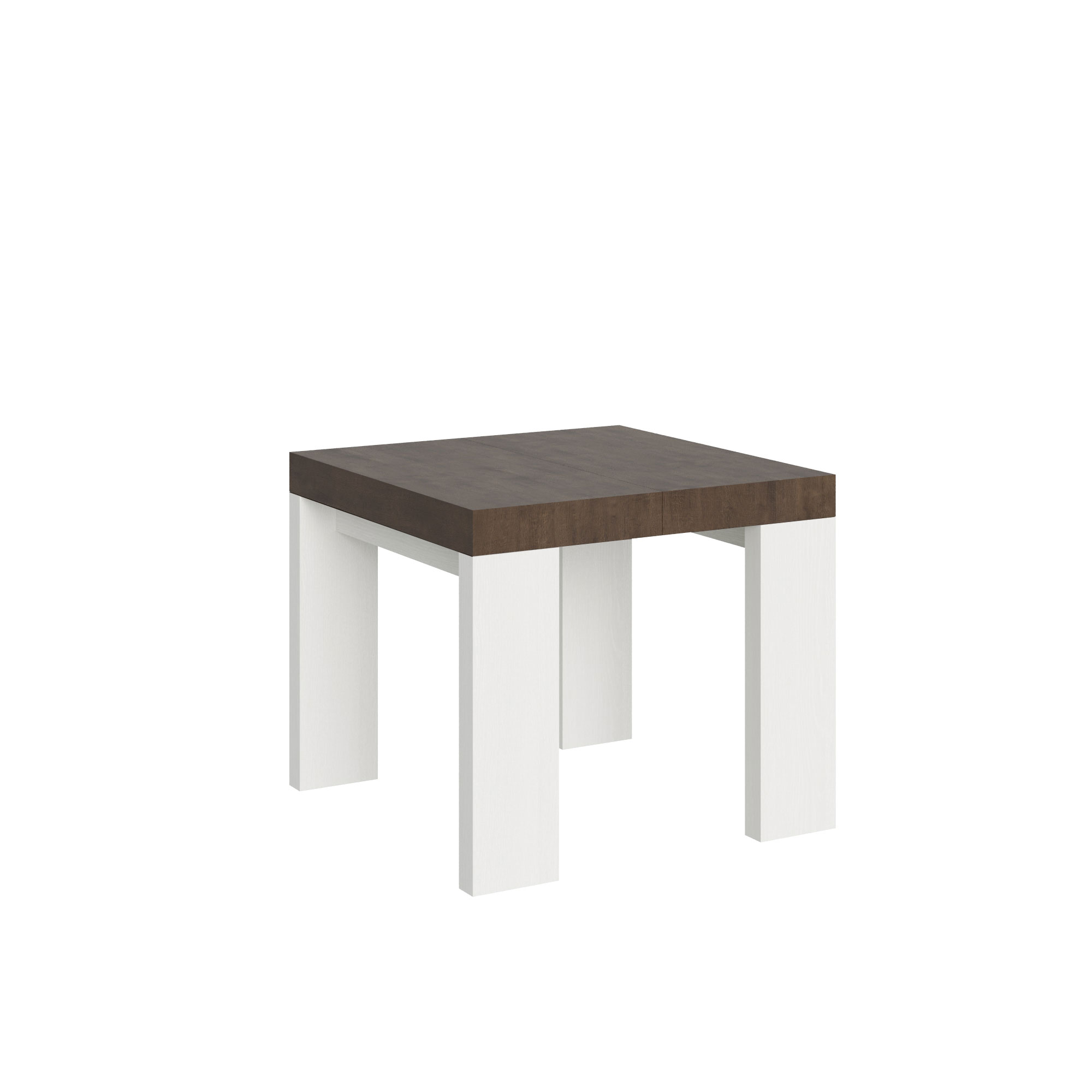 Itamoby Tavolo Roxell Mix Allungabile Piano Noce Gambe Bianco Frassino 90×90 Allungato 246