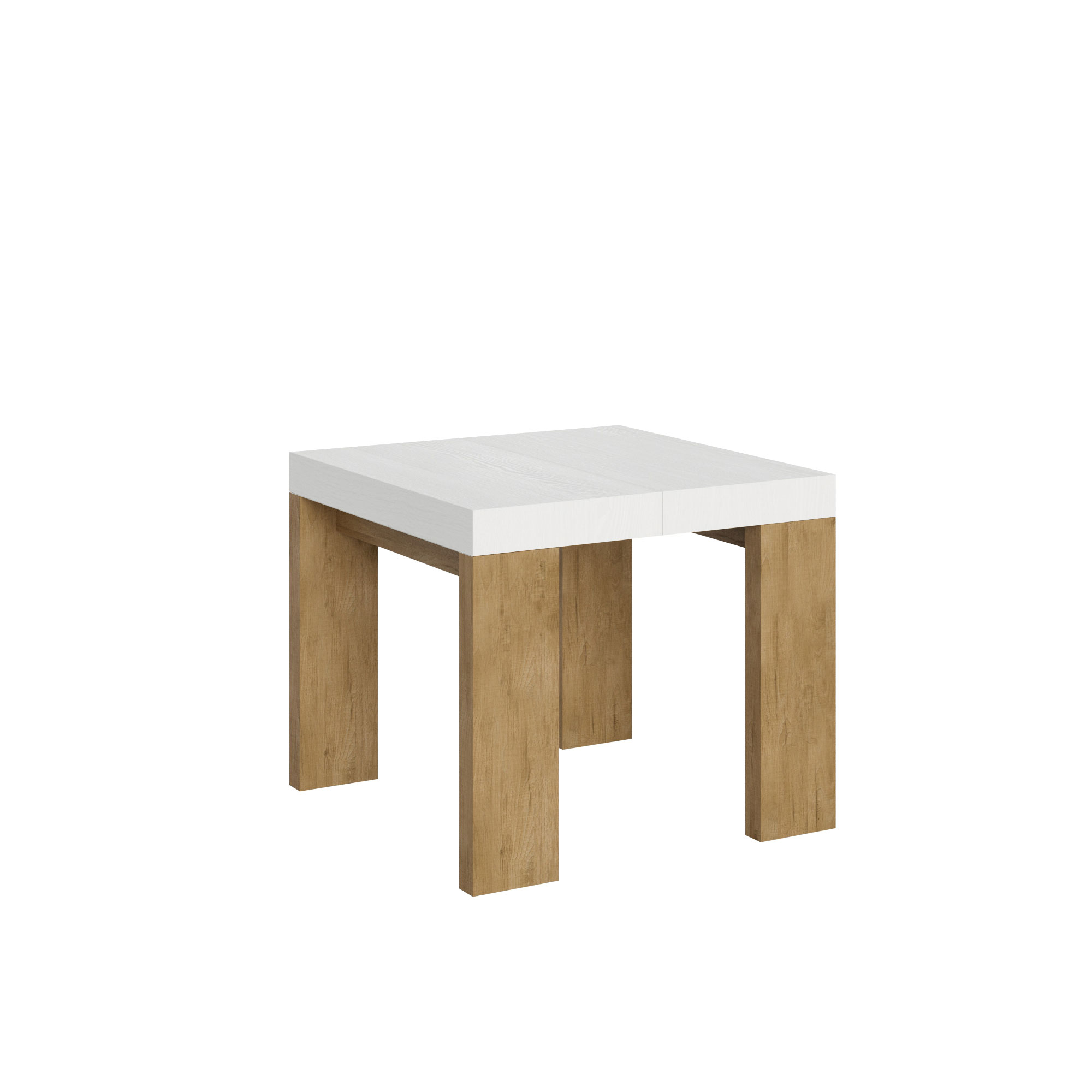 Itamoby Tavolo Roxell Mix Allungabile Piano Bianco Frassino Gambe Quercia Natura 90×90 Allungato 246
