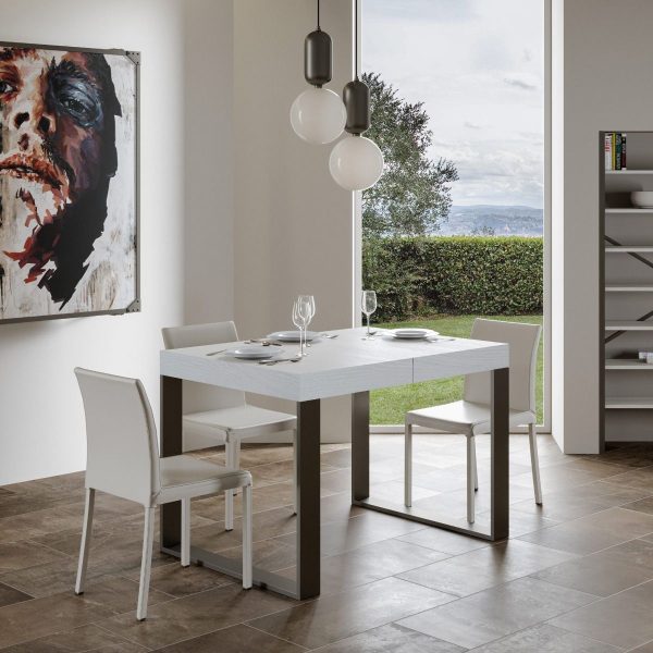 Tavolo Tecno Allungabile piano Bianco Frassino 90x130 Allungato 234 telaio Antracite - immagine 2