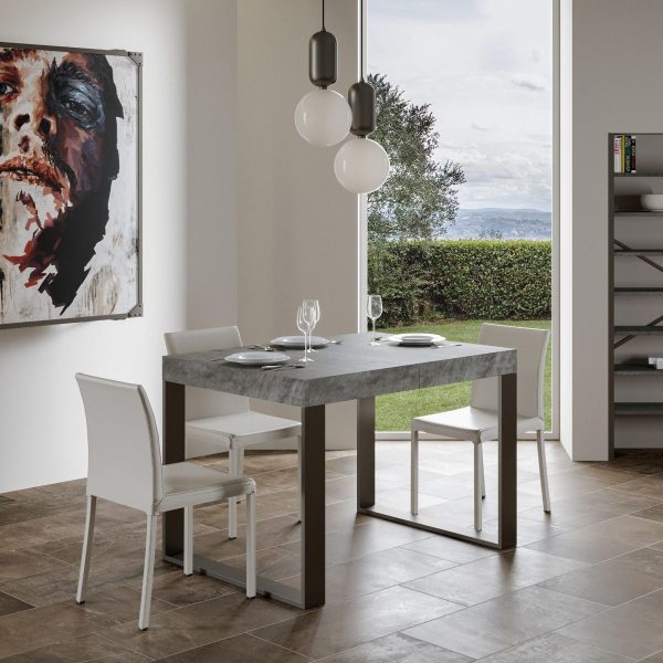 Tavolo Tecno Allungabile piano Cemento 90x130 Allungato 234 telaio Antracite - immagine 2