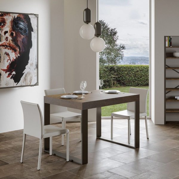 Tavolo Tecno Premium Allungabile piano Noce 90x160 Allungato 264 telaio Antracite - immagine 2