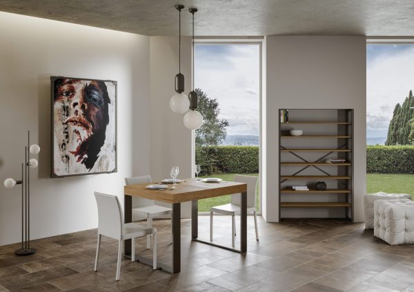 Tavolo Tecno Allungabile piano Quercia Natura 90x130 Allungato 234 telaio Antracite - immagine 2