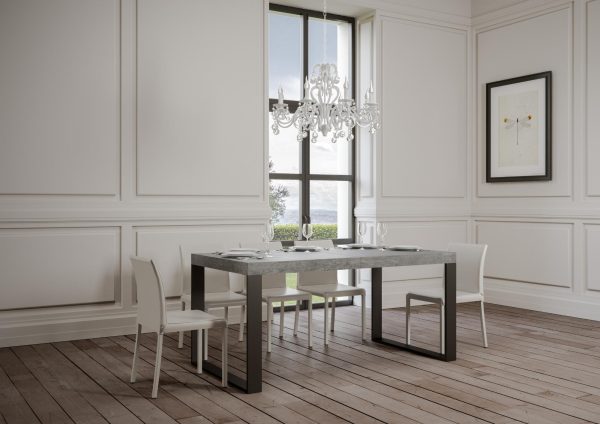 Tavolo allungabile 90x200/304 cm Tecno Premium Cemento telaio Antracite - immagine 2