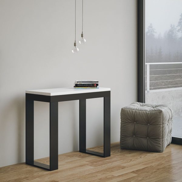 Consolle Tecno Evolution Bianco Frassino 90x40 Allungato 90x300 telaio Antracite - immagine 2