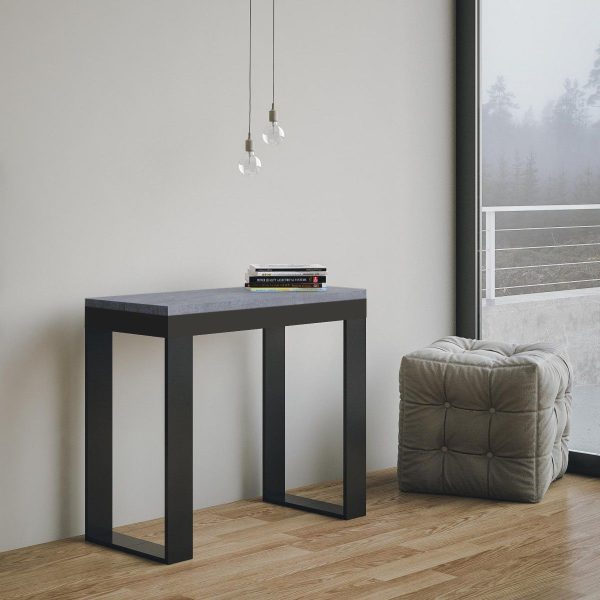 Consolle Tecno Evolution Small Cemento 90x40 Allungato 90x196 telaio Antracite - immagine 2