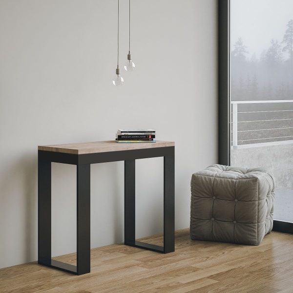 Consolle Tecno Evolution Small Quercia Natura 90x40 Allungato 90x196 telaio Antracite - immagine 2