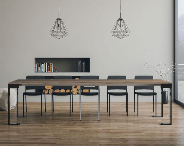 Consolle Tecno Evolution Quercia Natura 90x40 Allungato 90x300 telaio Antracite - immagine 4