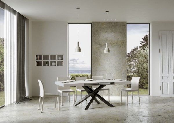 Tavolo allungabile 90x120/224 cm Volantis Bianco Frassino telaio Antracite - immagine 5