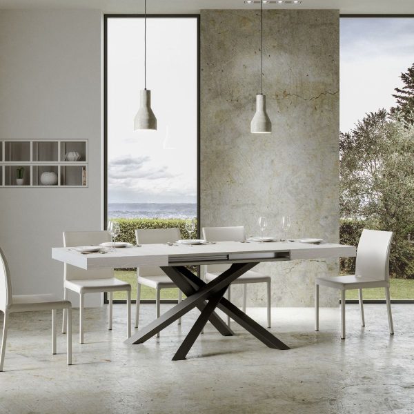 Tavolo allungabile 90x120/224 cm Volantis Bianco Frassino telaio Antracite - immagine 4