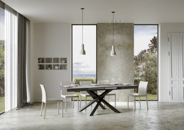 Tavolo Volantis Allungabile piano Cemento 90x160 Allungato 264 telaio Antracite - immagine 5
