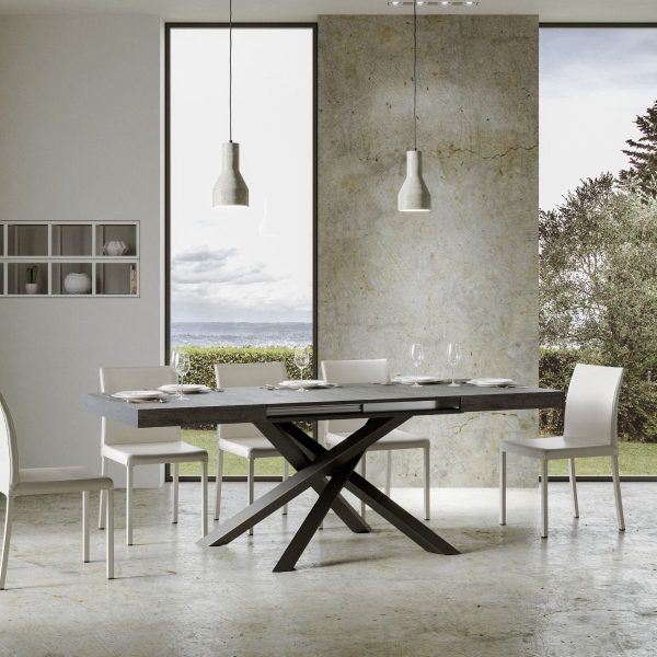 Tavolo Volantis Allungabile piano Cemento 90x160 Allungato 264 telaio Antracite - immagine 4