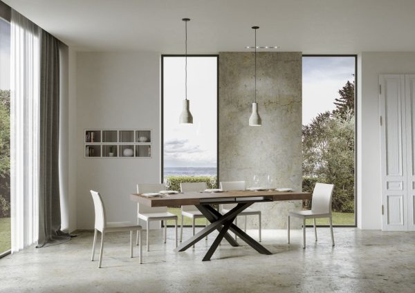 Tavolo Volantis Allungabile piano Noce 90x180 Allungato 284 telaio Antracite - immagine 5