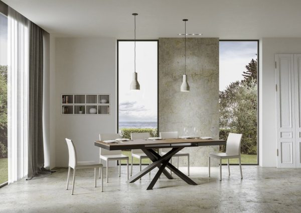 Tavolo Volantis Evolution piano Noce 90x180 Allungato 440 telaio Antracite - immagine 4