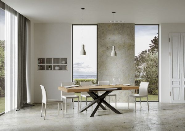 Tavolo Volantis Allungabile piano Quercia Natura 90x130 Allungato 390 telaio Antracite - immagine 5