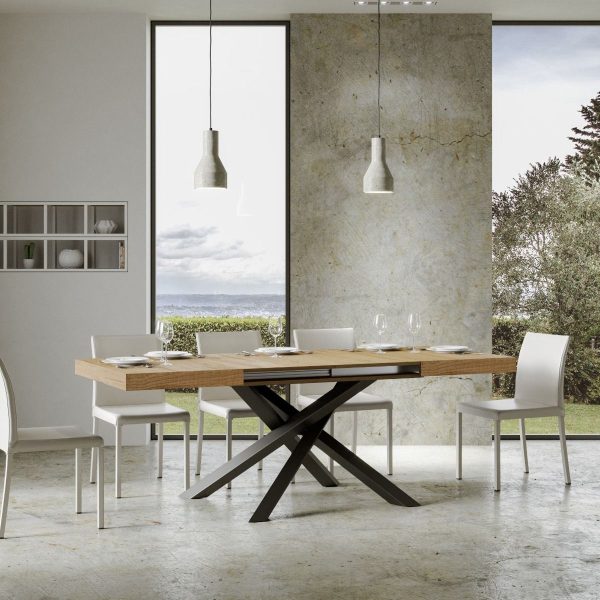 Tavolo Volantis Allungabile piano Quercia Natura 90x180 Allungato 440 telaio Antracite - immagine 4