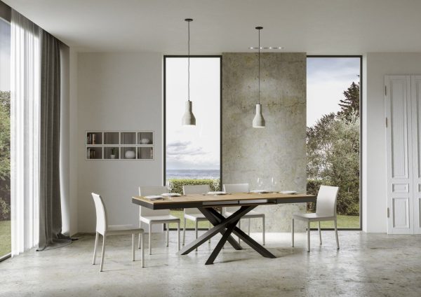 Tavolo Volantis Evolution piano Quercia Natura 90x120 Allungato 380 telaio Antracite - immagine 4