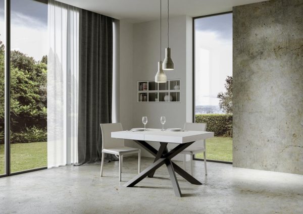 Tavolo allungabile 90x120/224 cm Volantis Bianco Frassino telaio Antracite - immagine 3